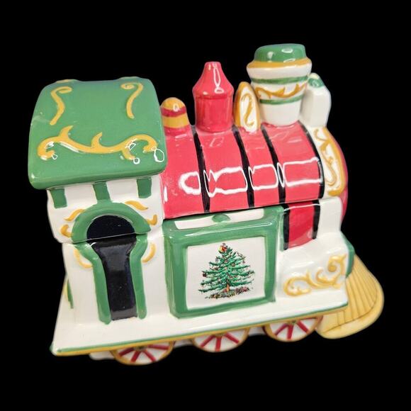 Spode Covered Candy Dish Train‎ Engine Ceramic 2002 Christmas Tree Village READ - Picture 4 of 11